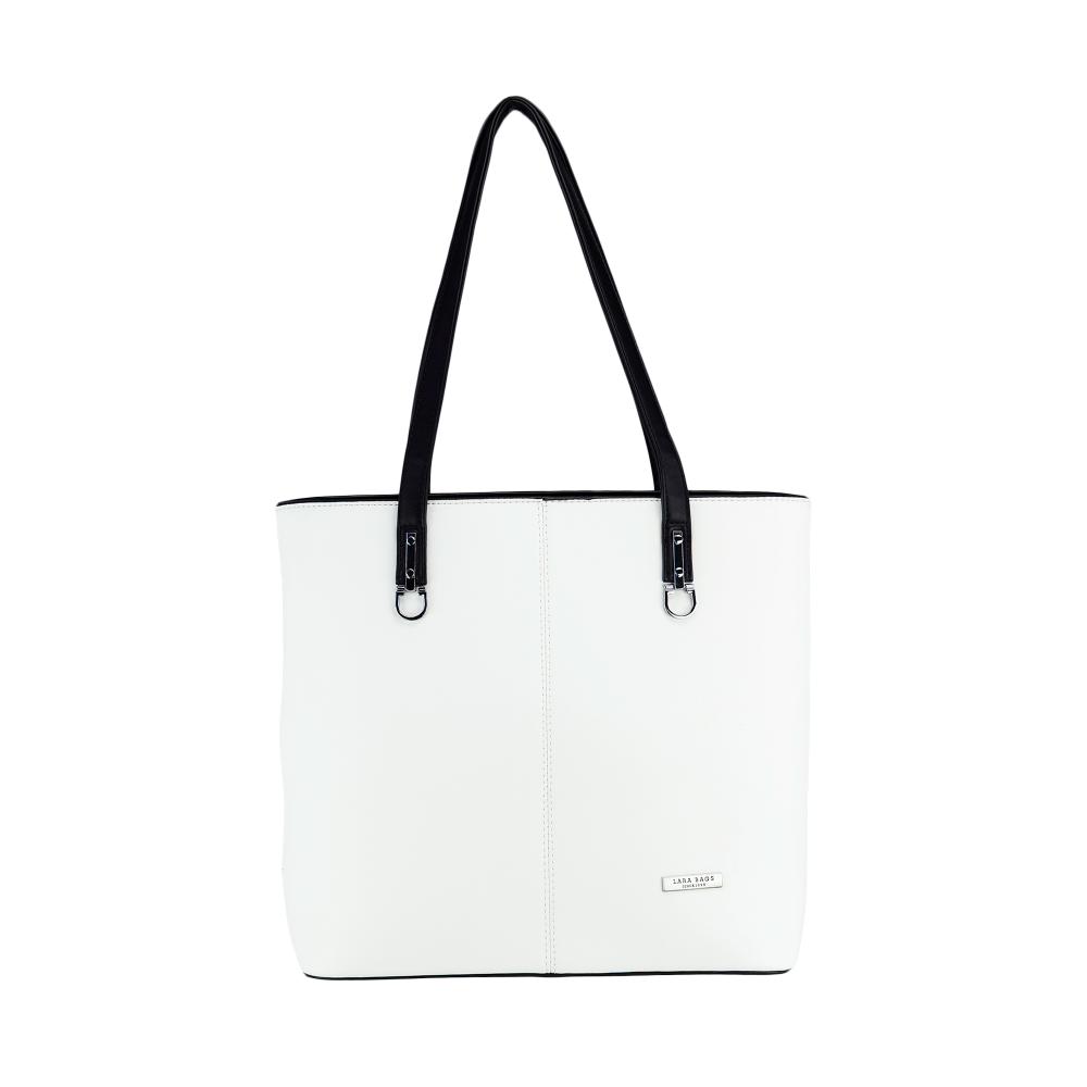 Lara Bags LOTA dámska koženková kabelka Biela/Čierna