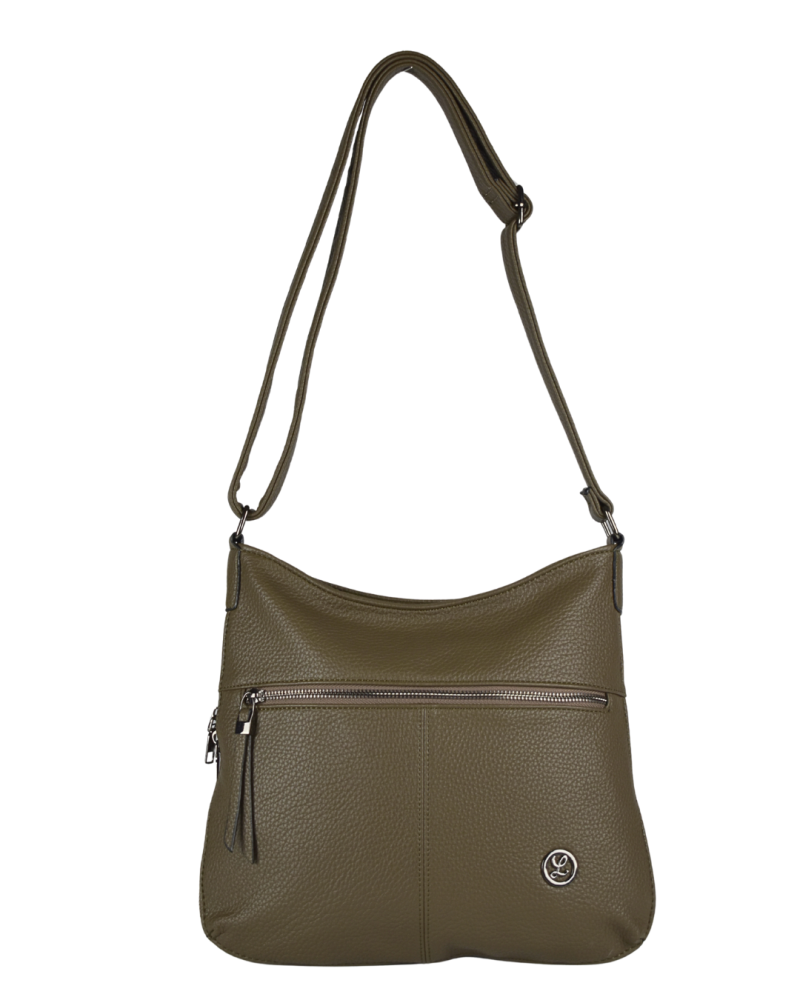 VIOLA dámska crossbody koženková kabelka Tmavosivá