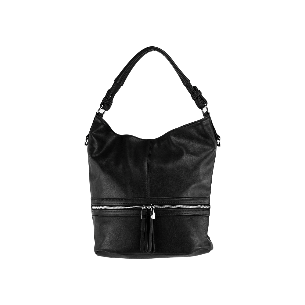 Lara Bags HARPER dámska koženková kabelka Čierna