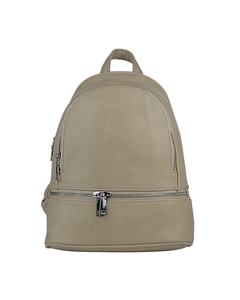 KELLY malý dámsky koženkový batoh tmavo béžová