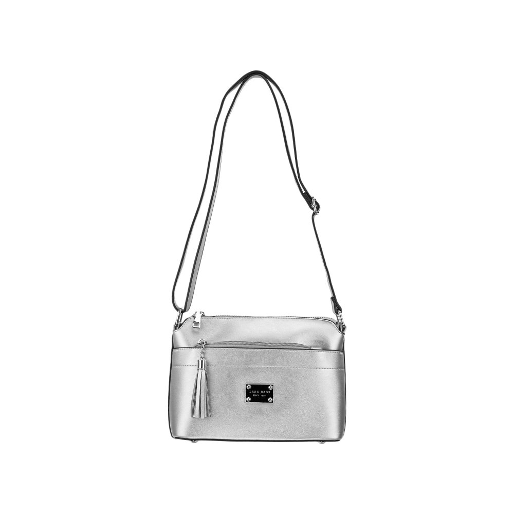 WENDY dámska crossbody koženková kabelka Strieborná