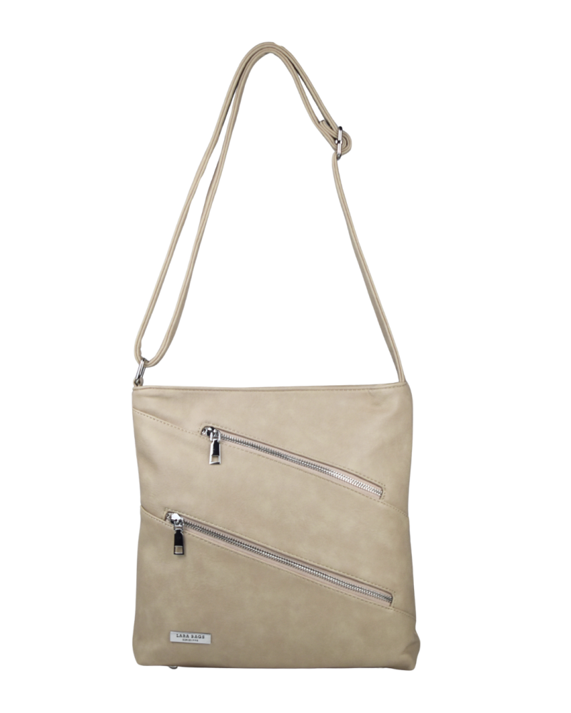 TAMARA dámska crossbody koženková kabelka tmavo béžová