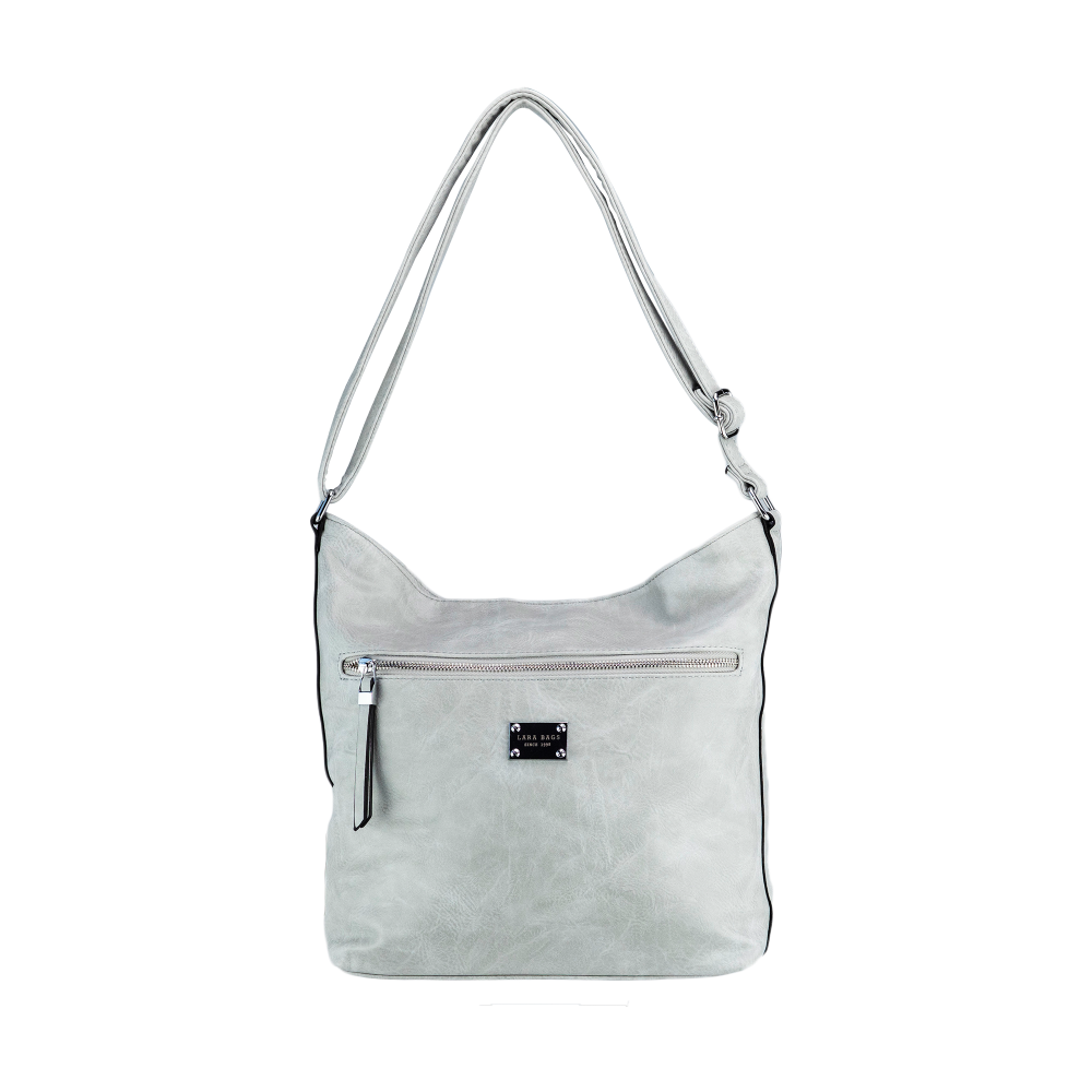 Lara Bags STELLA dámska koženková kabelka Sivá