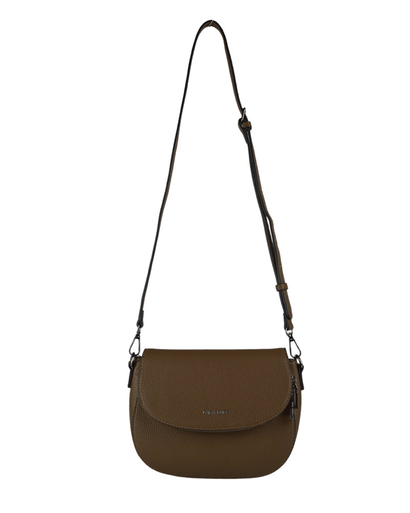 DALIA dámska crossbody koženková kabelka Tmavohnedá