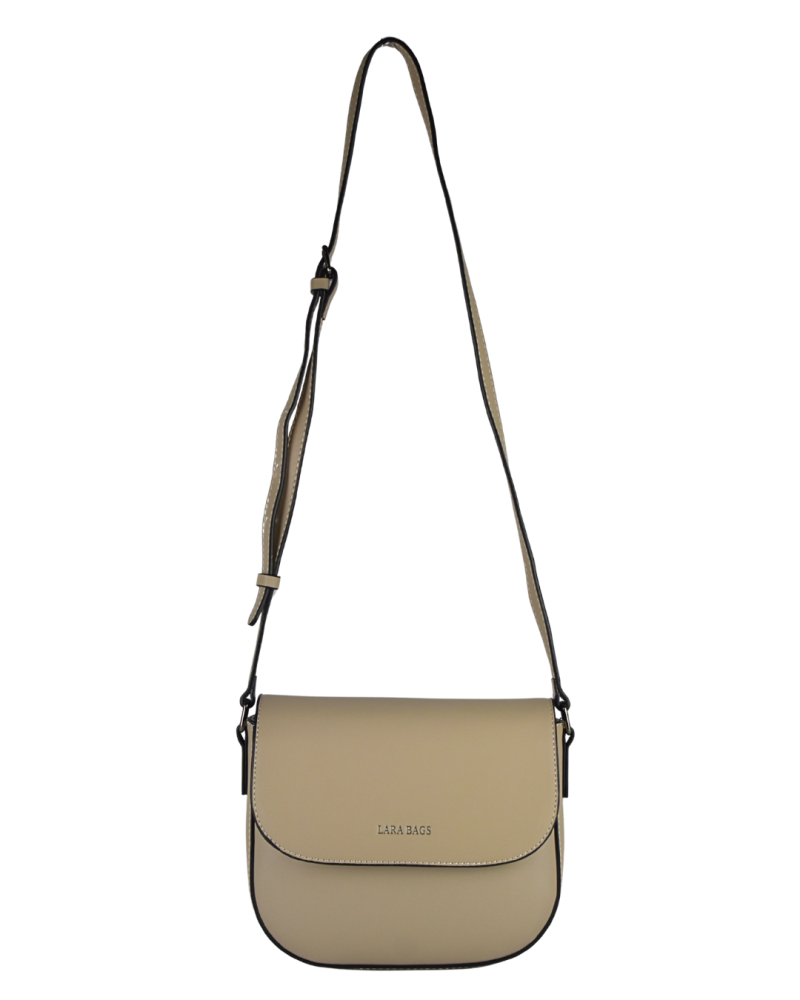 Lara Bags PAOLA dámska crossbody koženková kabelka tmavo béžová