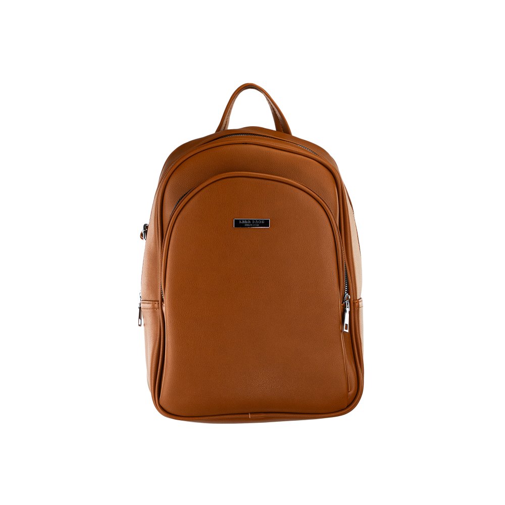 LARA dámsky koženkový batoh Svetlohnedá