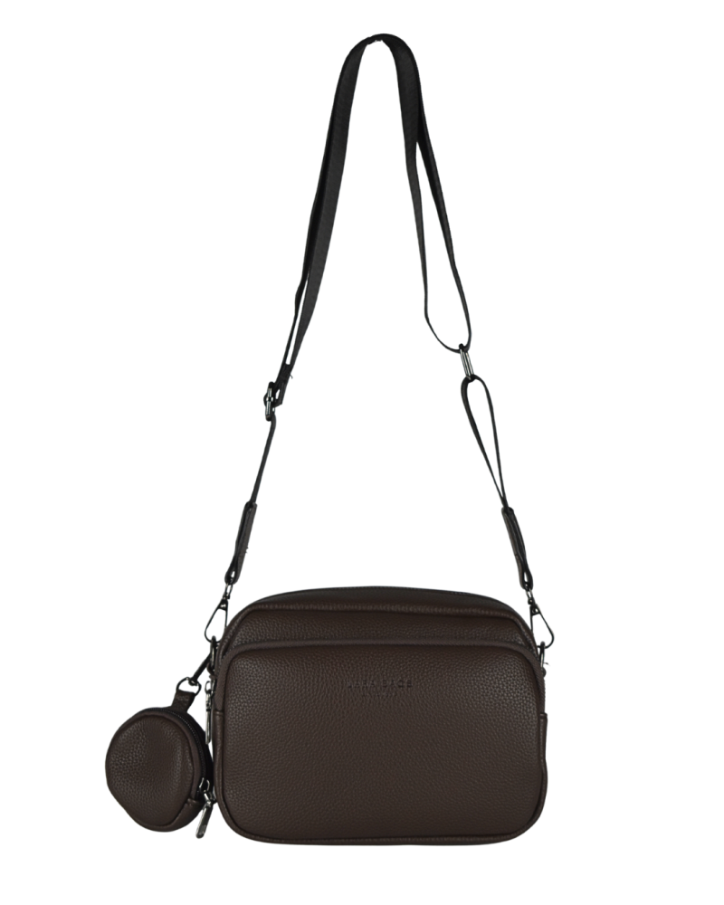 CHLOE dámska crossbody koženková kabelka Tmavohnedá