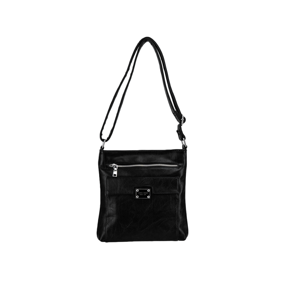 STELLA dámska crossbody koženková kabelka Čierna