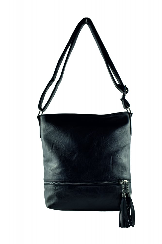 ZOE dámska crossbody koženková kabelka Čierna