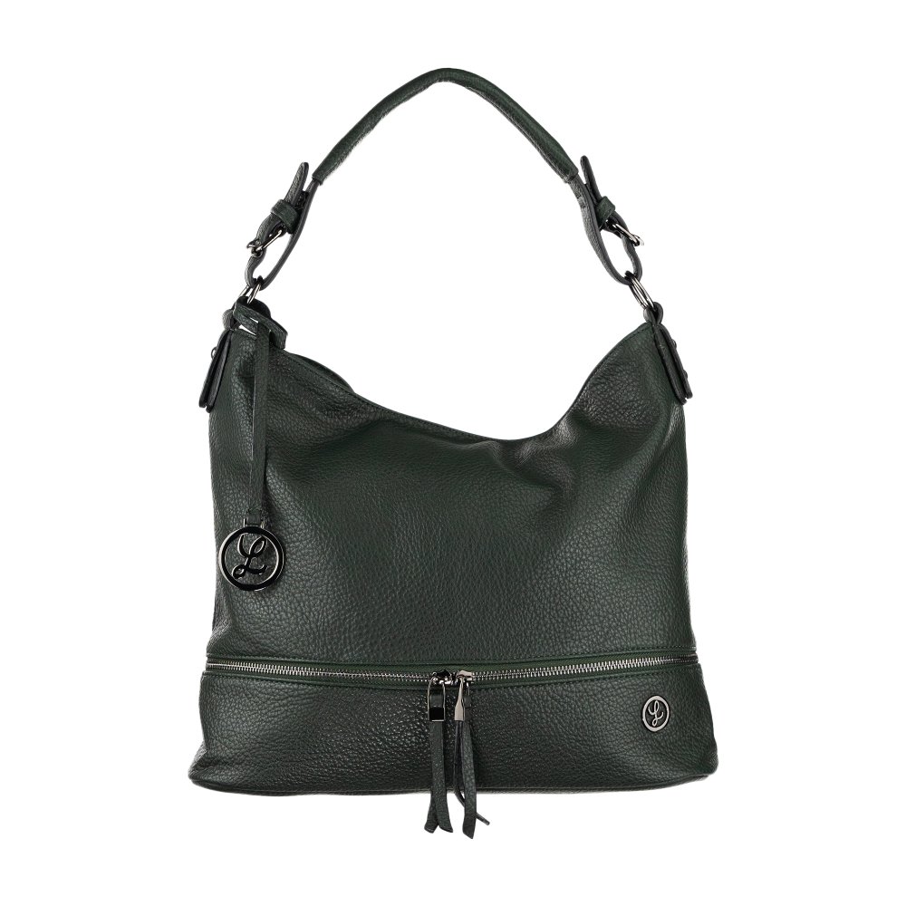 POLLY dámska koženková kabelka tmavo zelená