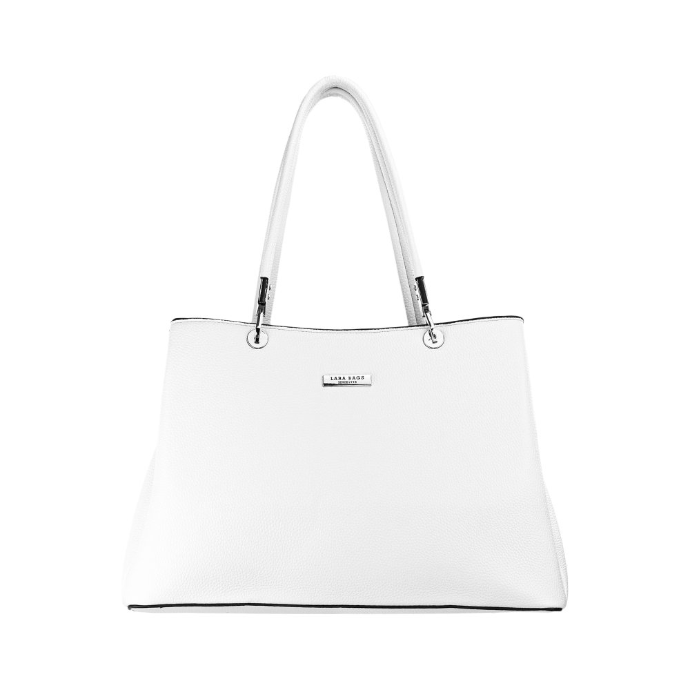 KORA dámska koženková kabelka Biela