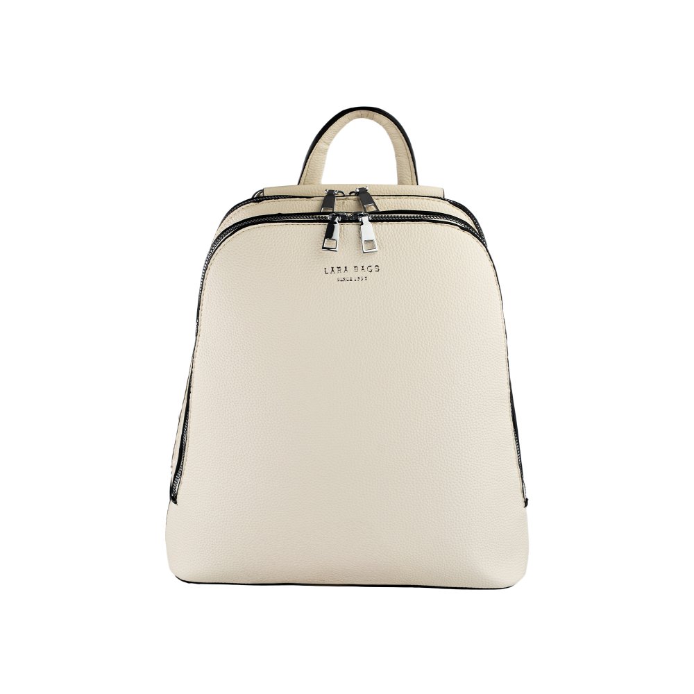 MARION dvoj-zipsový dámsky koženkový batoh svetlo béžová