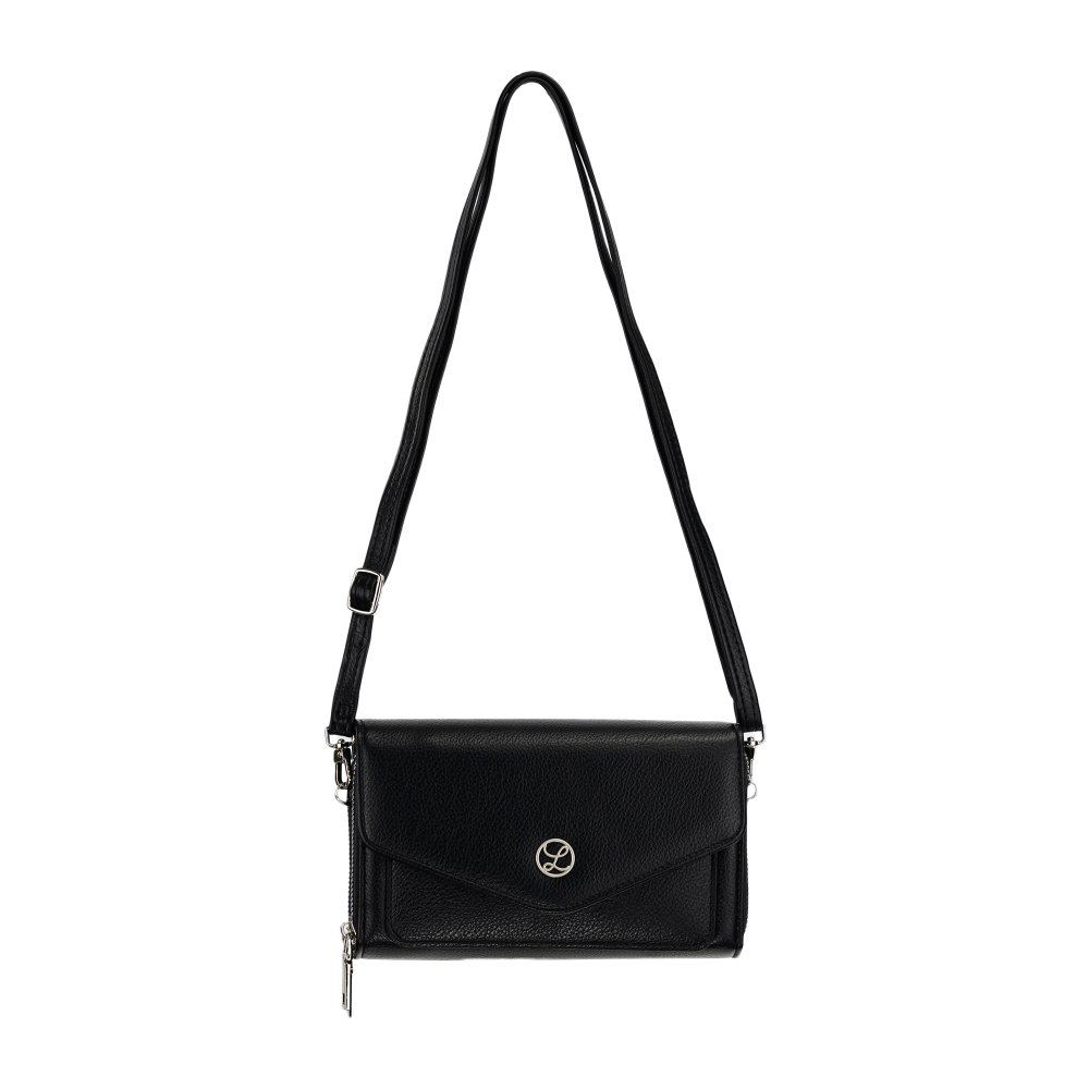 Dámska crossbody koženková kabelka Čierna