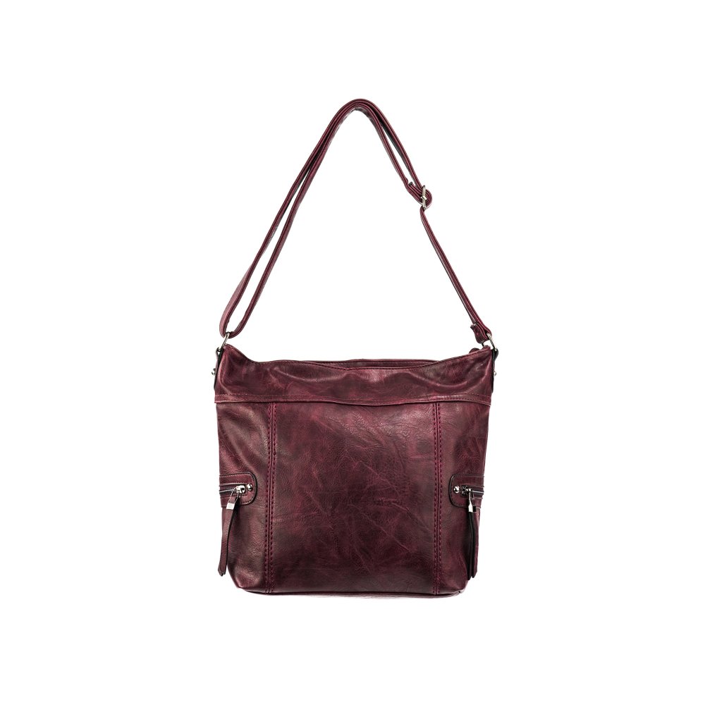 Lara Bags TESSA dámska crossbody koženková kabelka tmavofialová