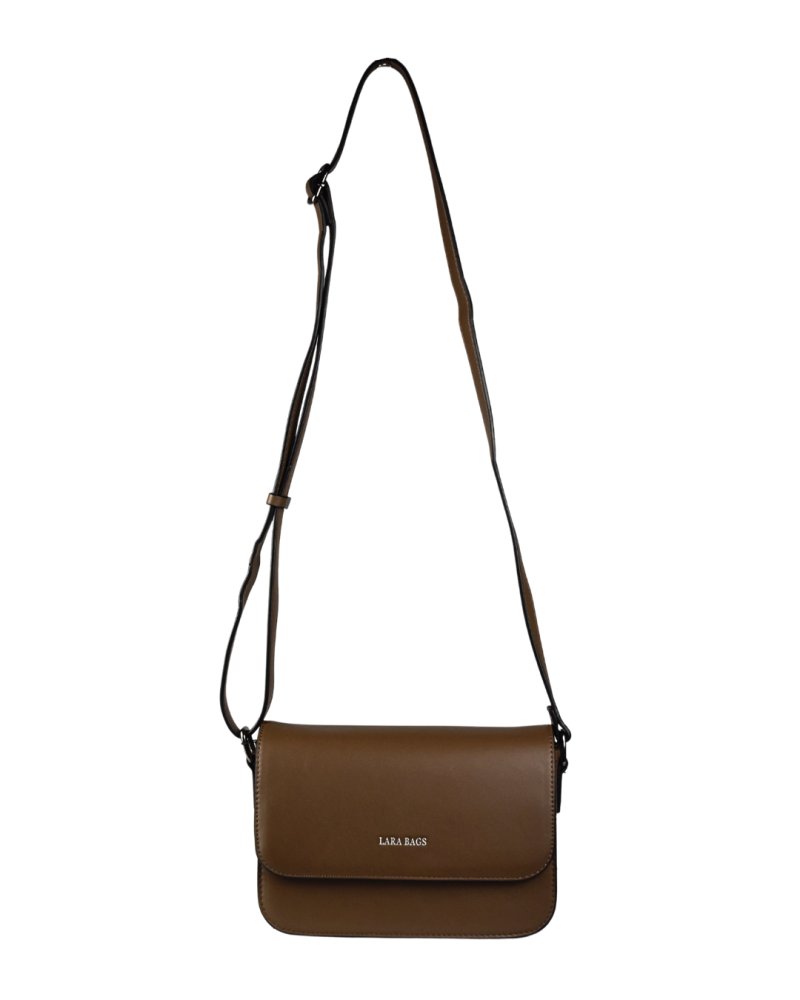 CINDY dámska crossbody koženková kabelka Tmavohnedá