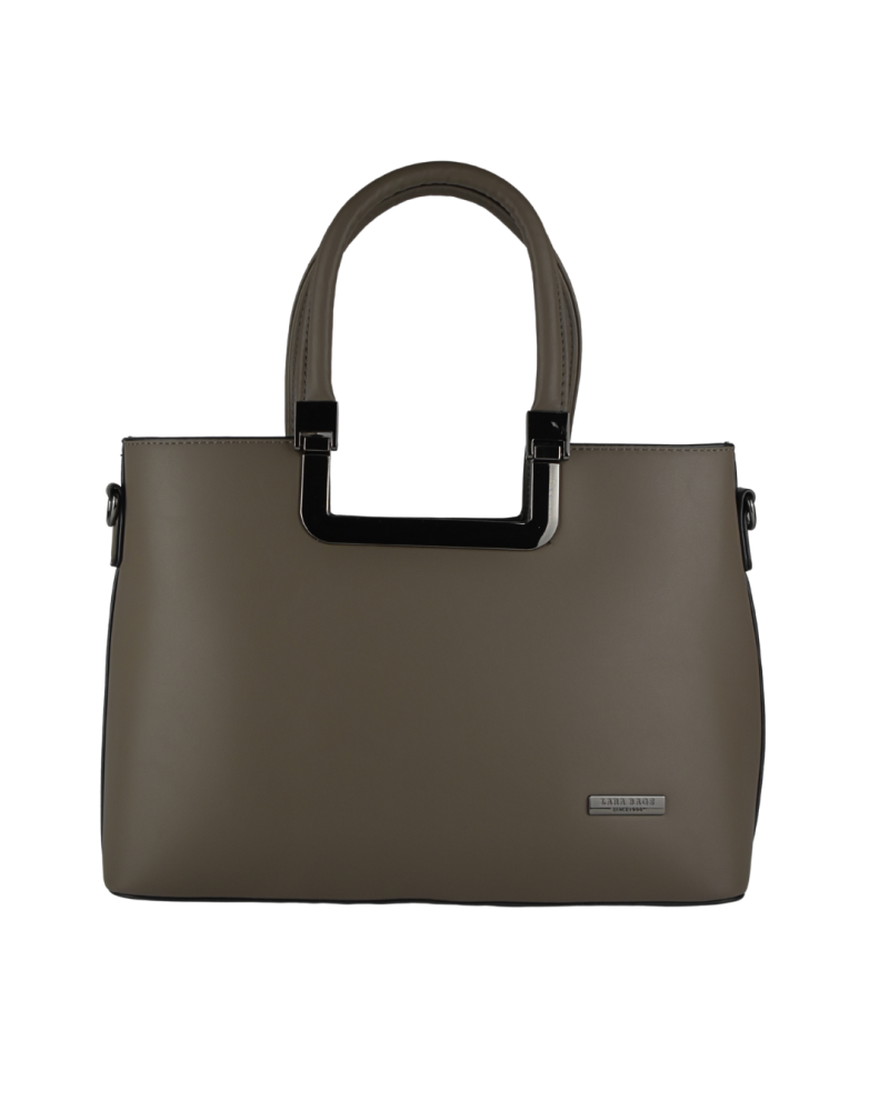 Lara Bags CLAIRE dámska koženková kabelka tmavá taupe