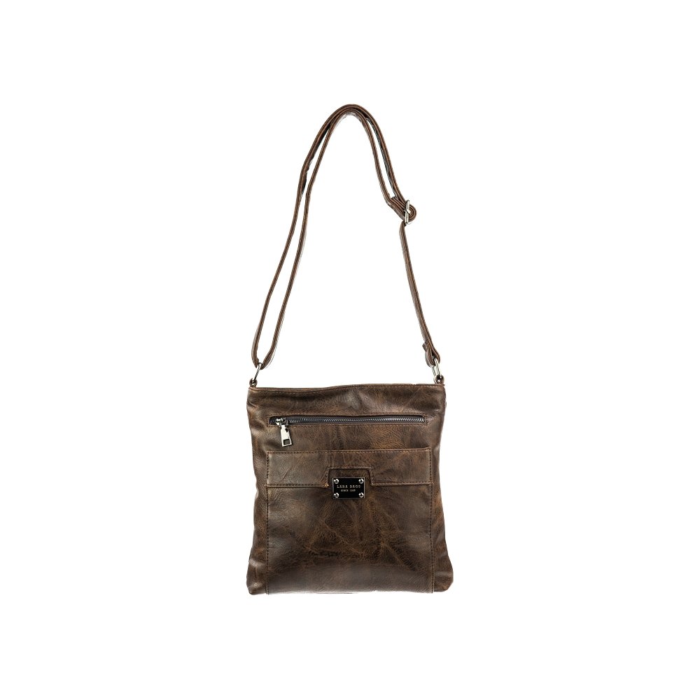 STELLA dámska crossbody koženková kabelka Tmavohnedá