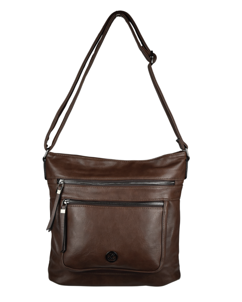 CATIA dámska crossbody koženková kabelka Tmavohnedá