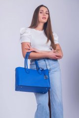 DARIA modrá dámska koženková kabelka