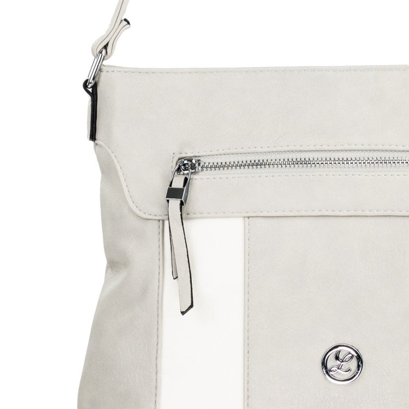 TAYLOR sivá/biela dámska crossbody koženková kabelka