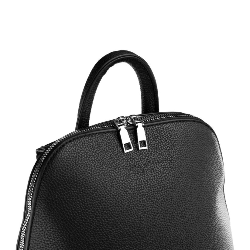 MARION jedno-zipsový čierny dámsky koženkový batoh