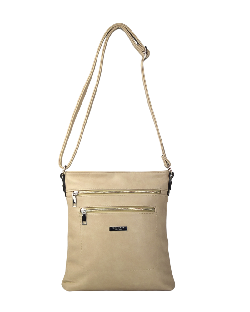 TAMIA dámska crossbody koženková kabelka tmavo béžová