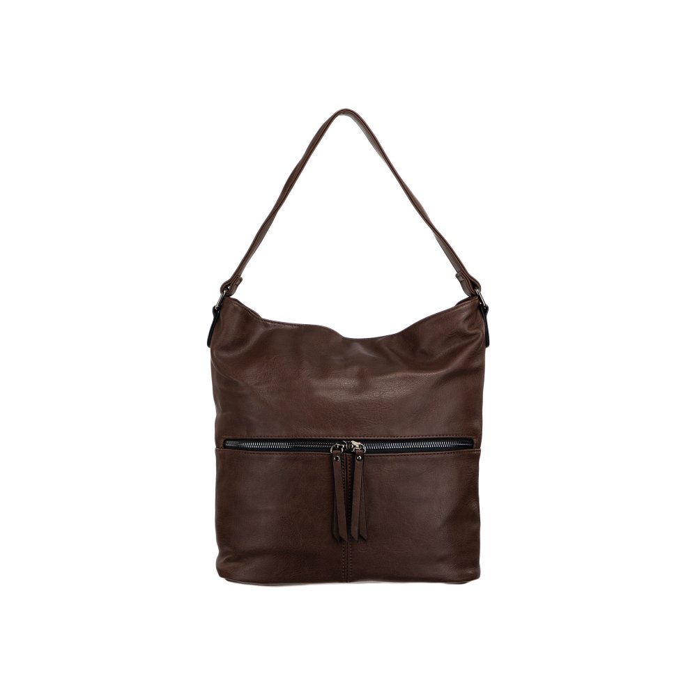 Lara Bags HARPER  dámska koženková kabelka Tmavohnedá