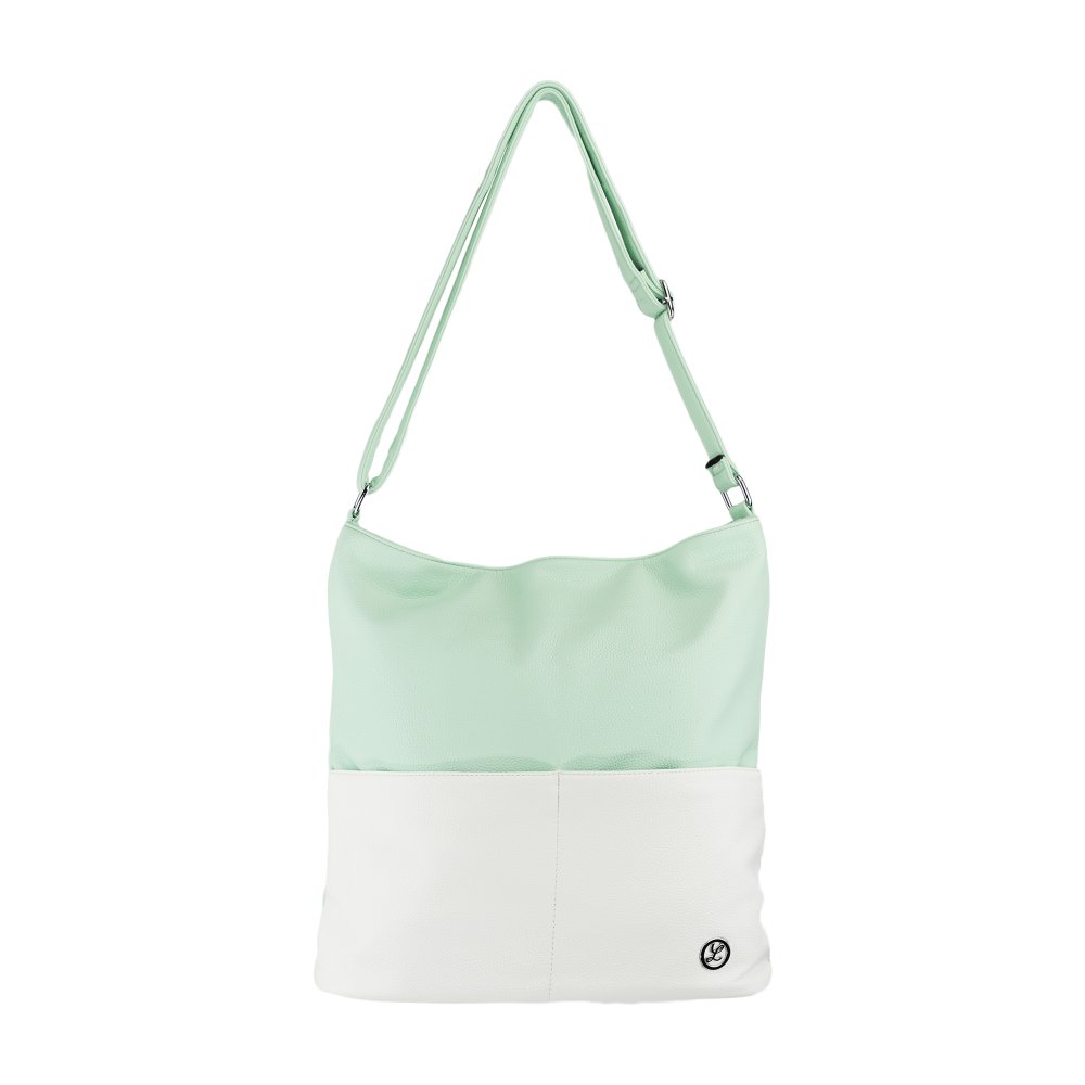 AGNES dámska koženková kabelka Svetlo zelená/Biela