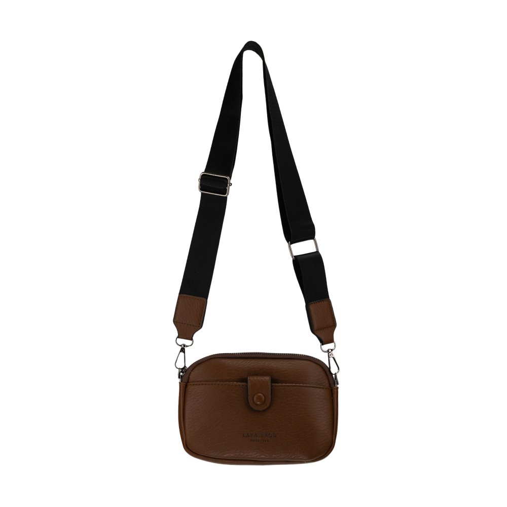 CLARRY dámska crossbody koženková kabelka Tmavohnedá