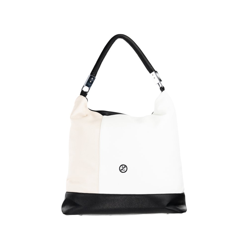 JENNY dámska koženková kabelka biela/béžová/čierna