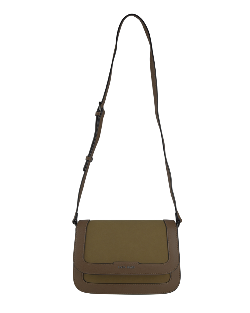 BETTY dámska crossbody koženková kabelka tmavá taupe