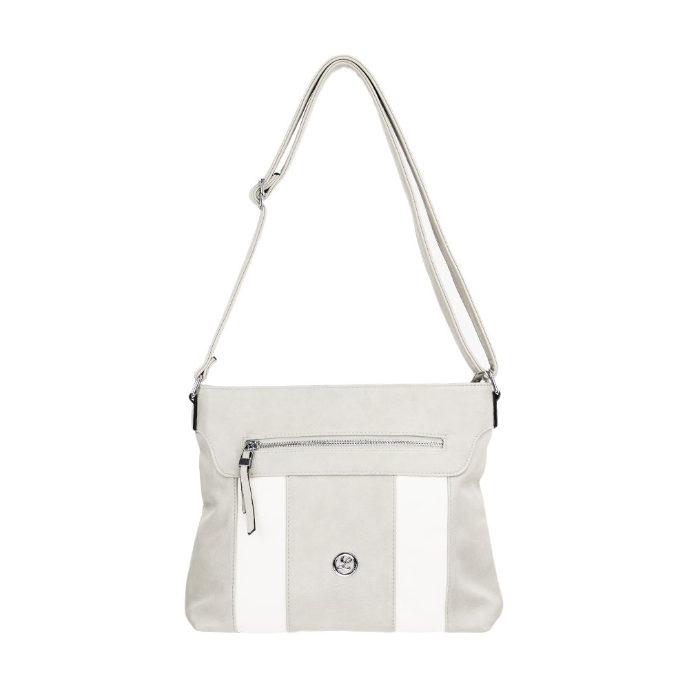 TAYLOR sivá/biela dámska crossbody koženková kabelka