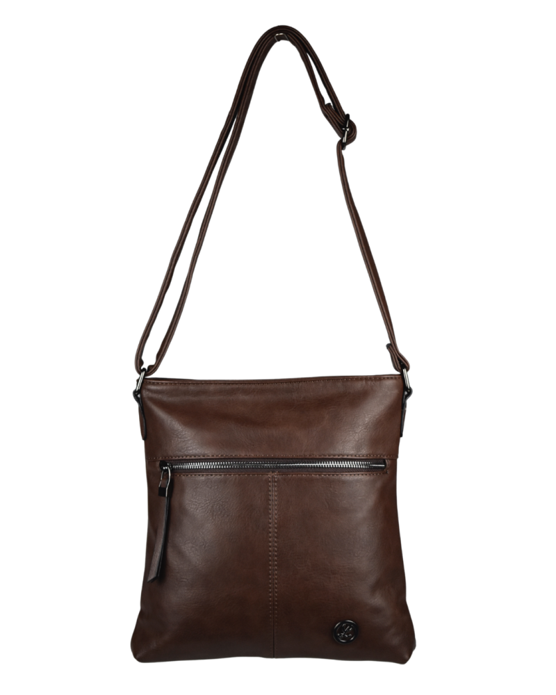 KERRY dámska crossbody koženková kabelka Tmavohnedá