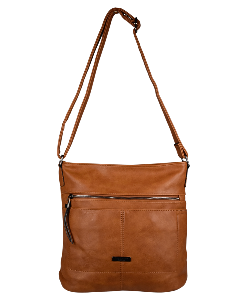 KIARA dámska crossbody koženková kabelka Svetlohnedá