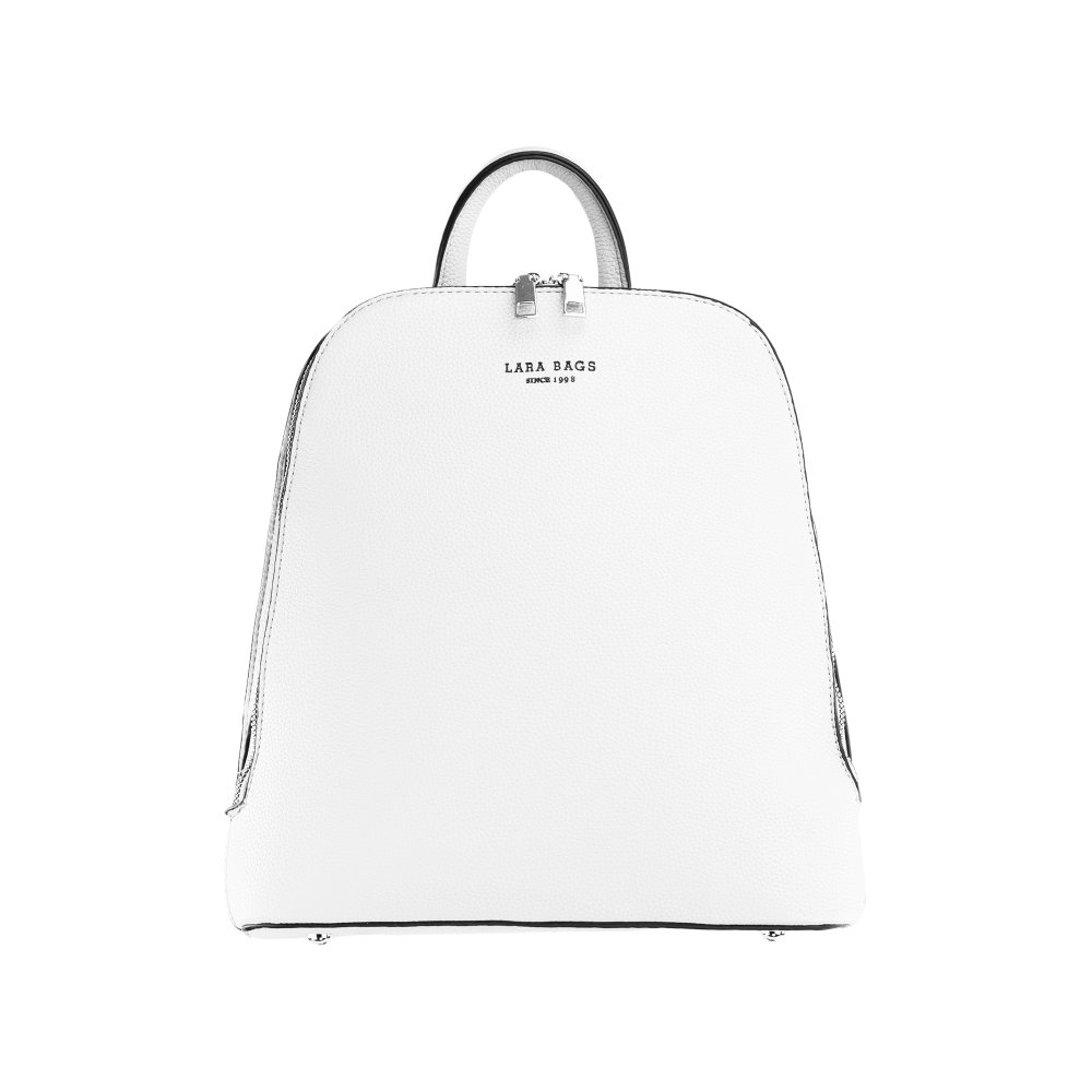 MARION dvoj-zipsový dámsky koženkový batoh Biela