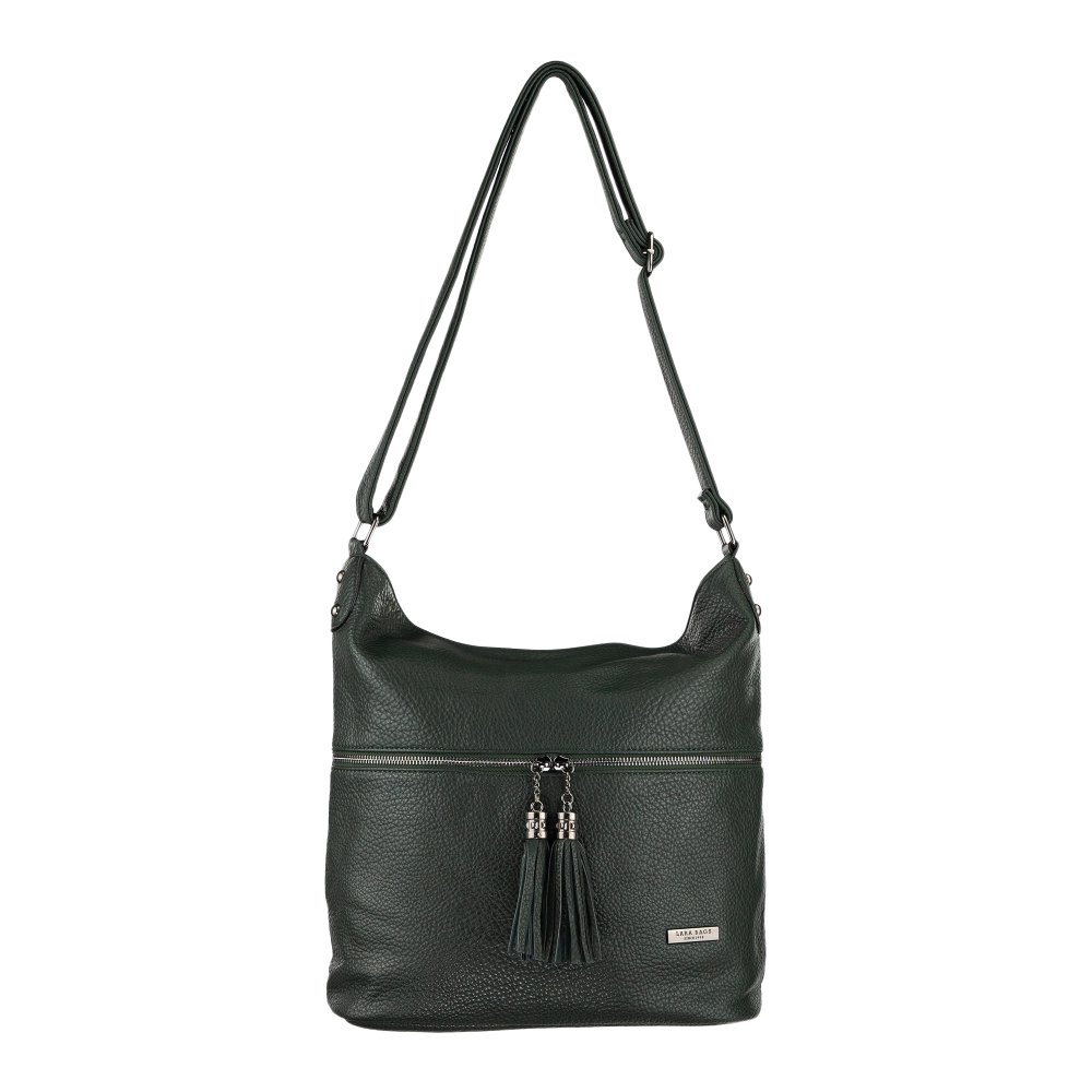 DALILA dámska crossbody koženková kabelka tmavo zelená