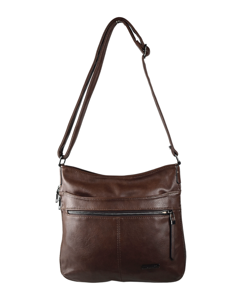 BLAIR dámska crossbody koženková kabelka Tmavohnedá