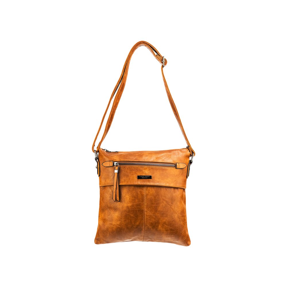 Lara Bags TERESSA dámska crossbody koženková kabelka Svetlohnedá