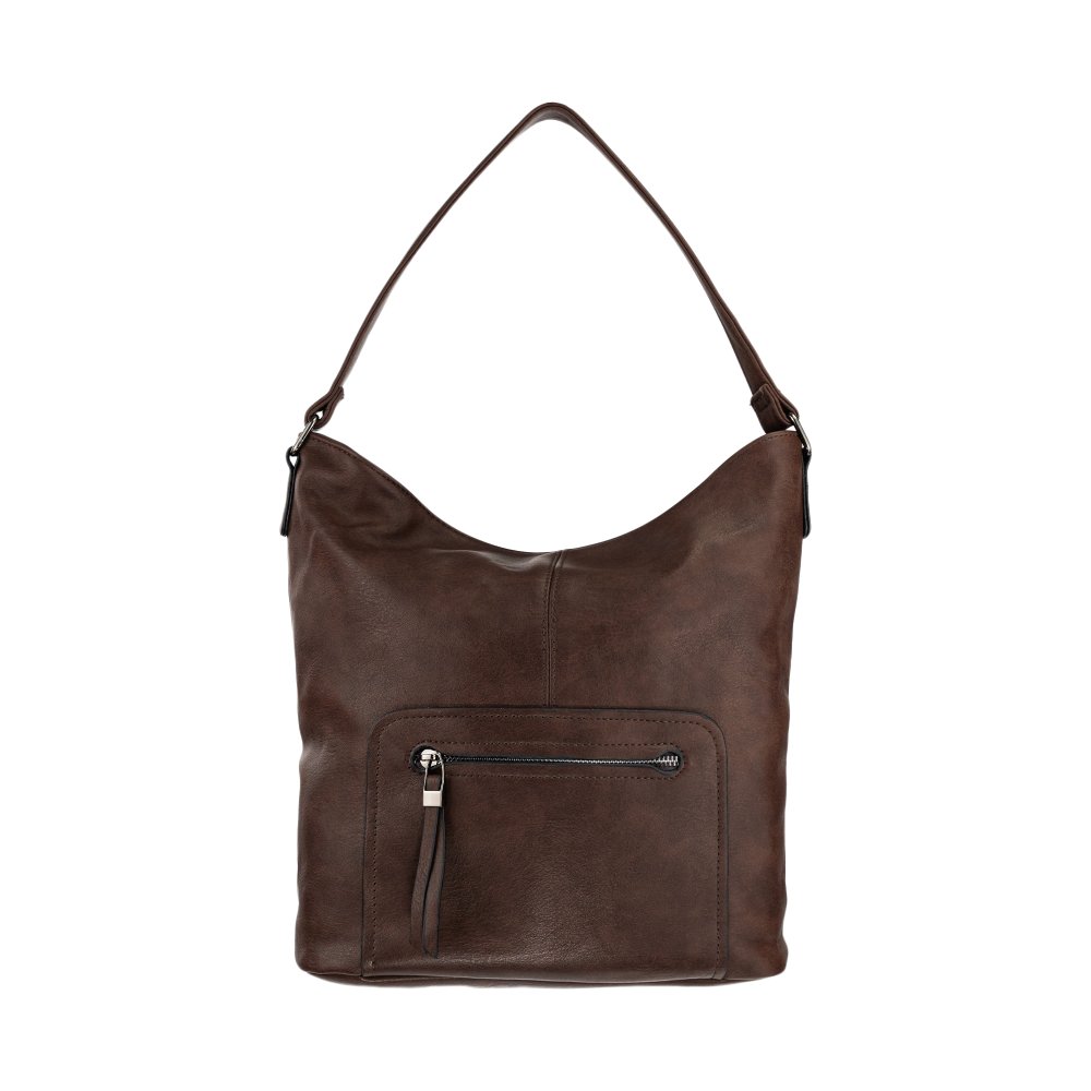 MARY dámska koženková kabelka Tmavohnedá