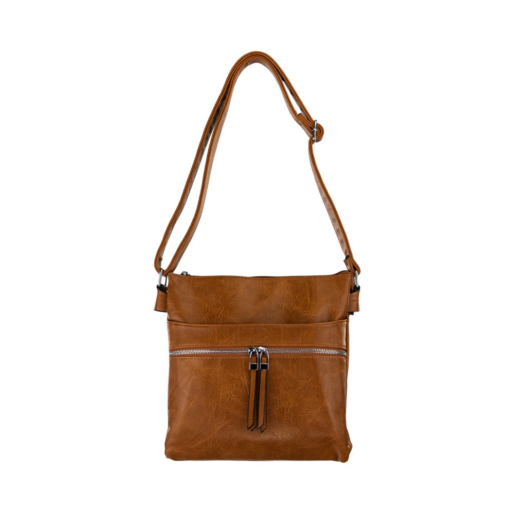 SANDRA dámska crossbody koženková kabelka Svetlohnedá