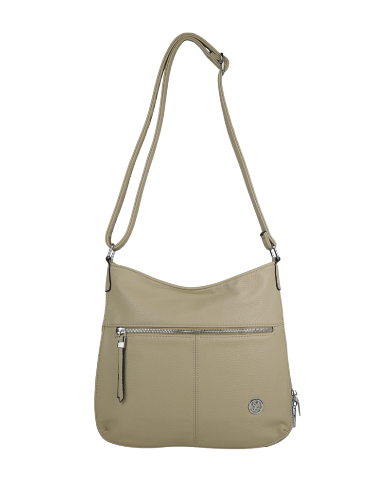 VIOLA dámska crossbody koženková kabelka taupe