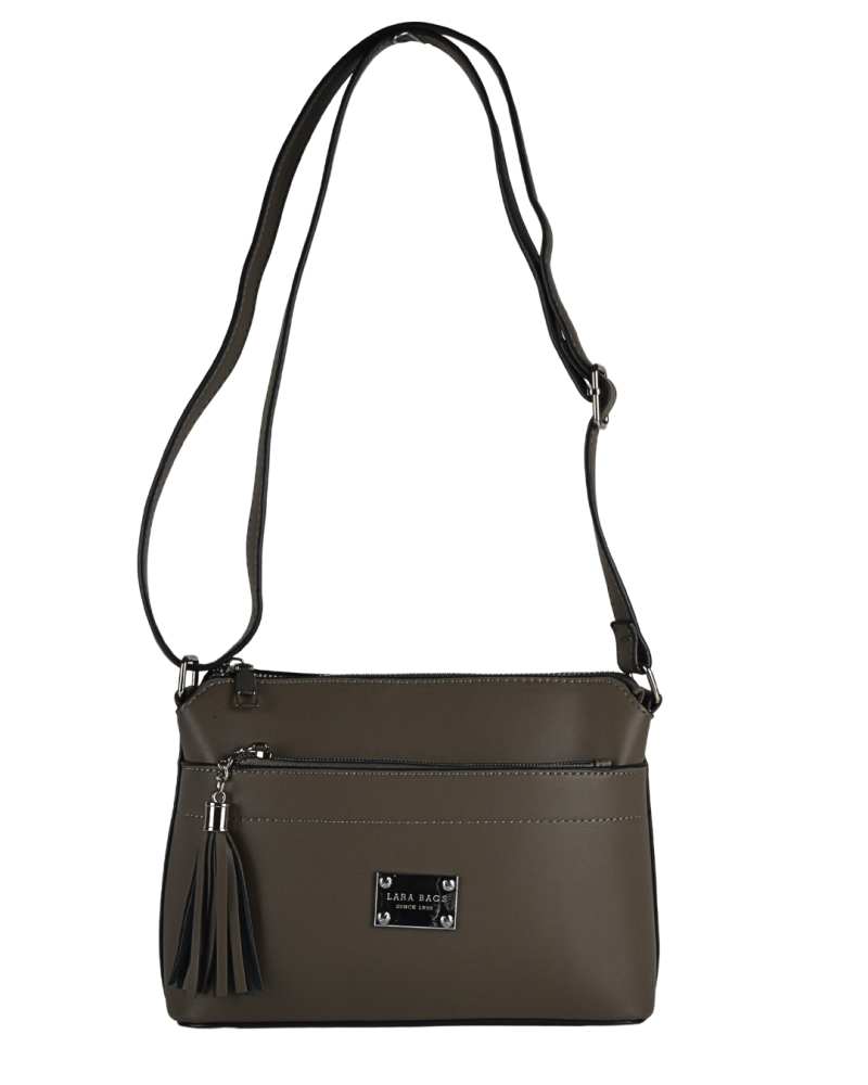 WENDY dámska crossbody koženková kabelka tmavá taupe