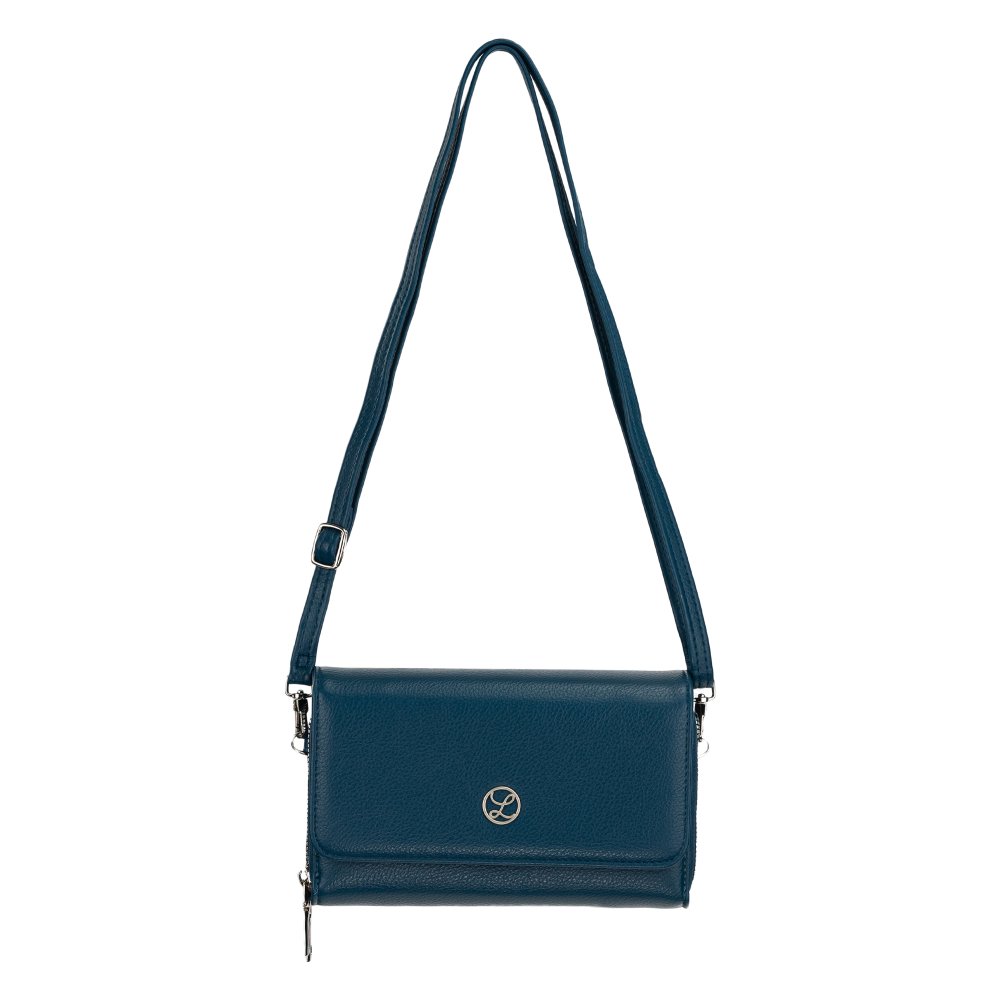 Dámska crossbody koženková kabelka petrolejová