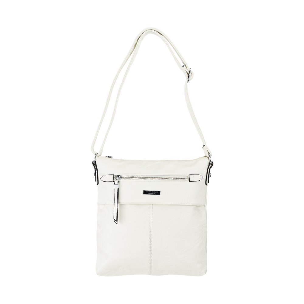 Lara Bags TERESSA dámska crossbody koženková kabelka Biela