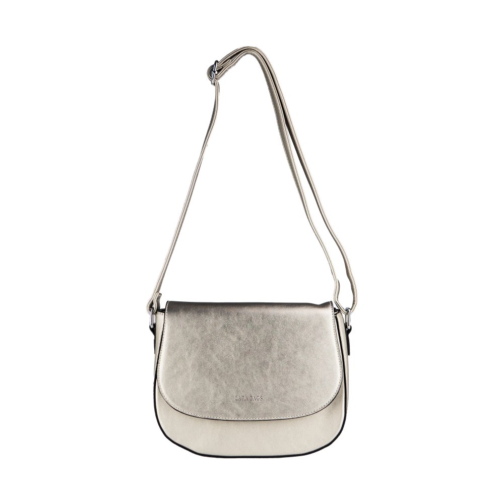 PAOLA dámska crossbody koženková kabelka Strieborná