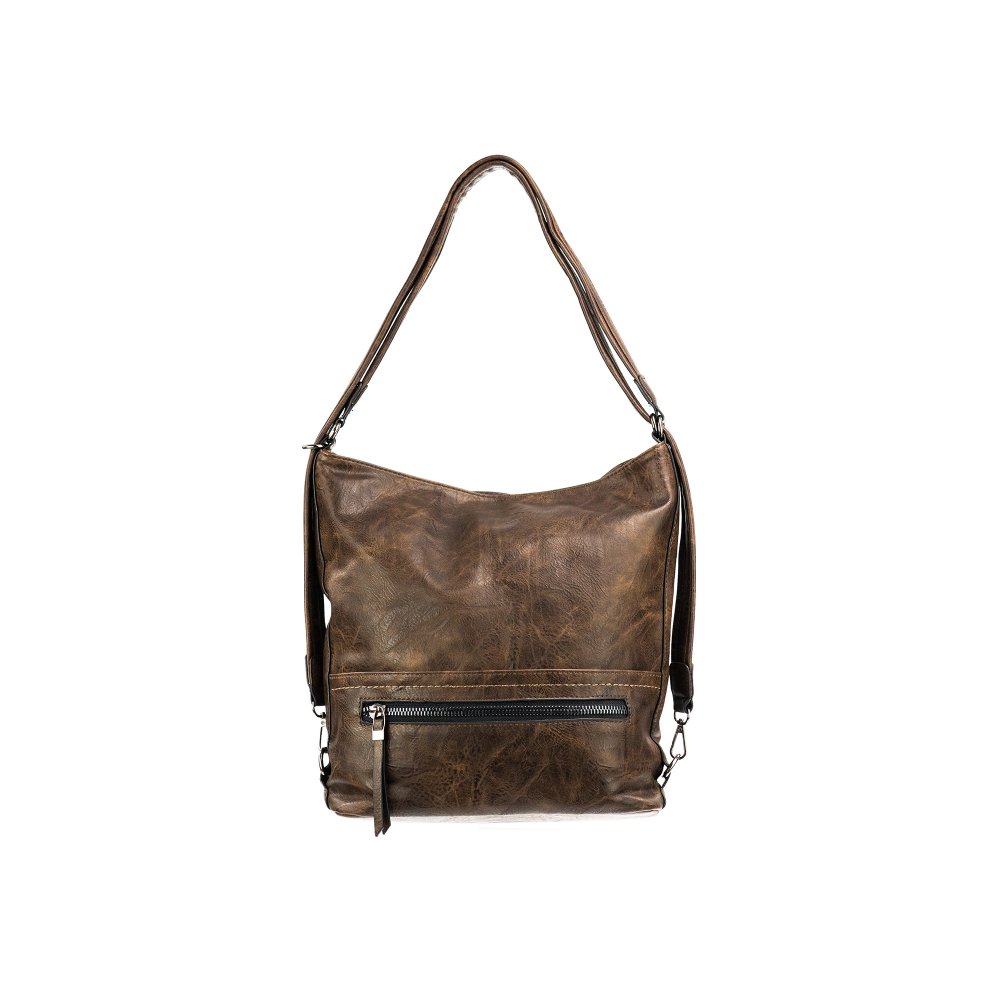 MIA dámska koženková kabelka Tmavohnedá