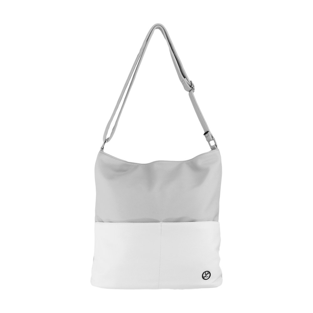 AGNES dámska koženková kabelka Sivá/Biela