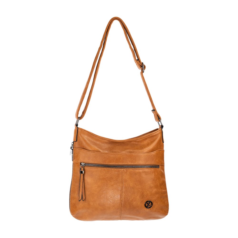 BLAIR dámska crossbody koženková kabelka Svetlohnedá