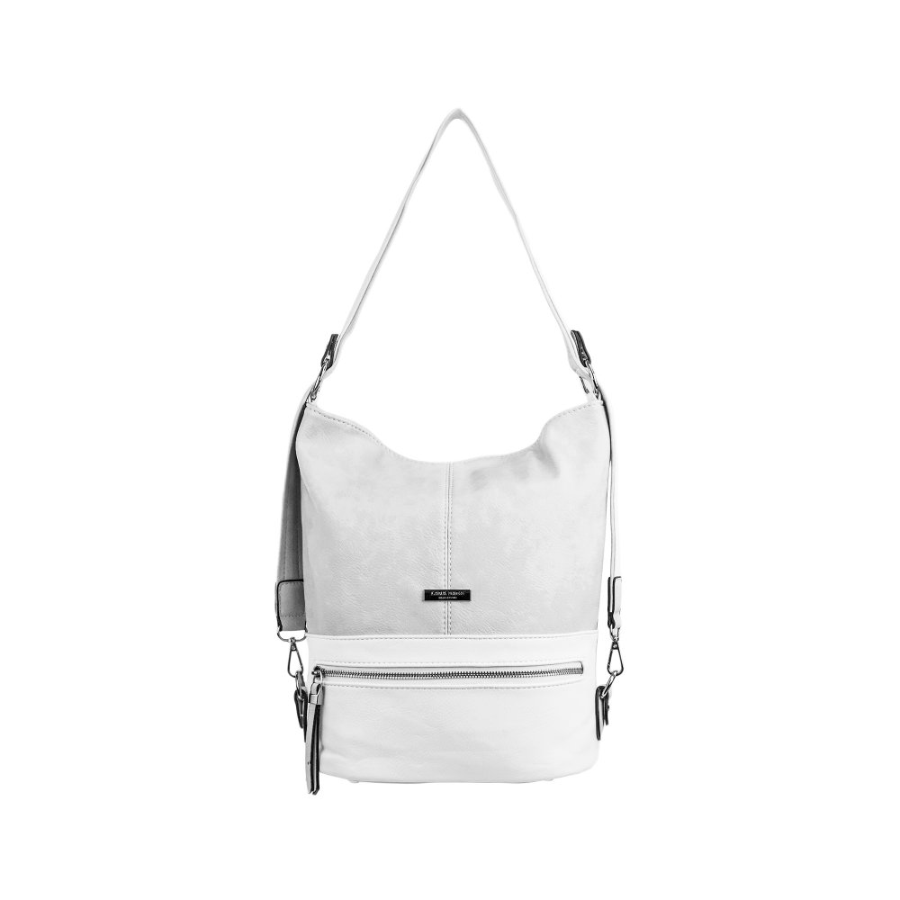 Lara Bags NAOMI dámska koženková kabelka Biela/Sivá