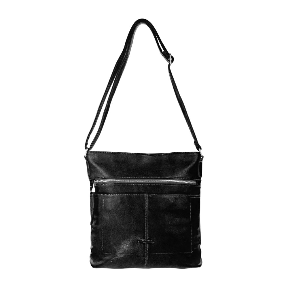 KIARA dámska crossbody koženková kabelka Čierna